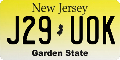 NJ license plate J29UOK