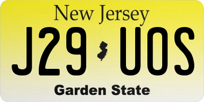 NJ license plate J29UOS