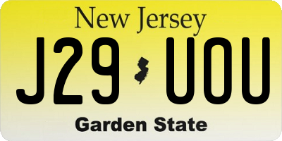 NJ license plate J29UOU
