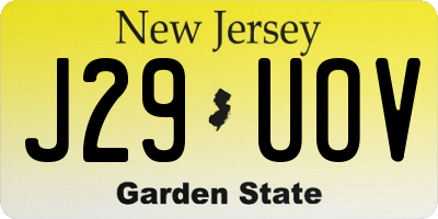 NJ license plate J29UOV
