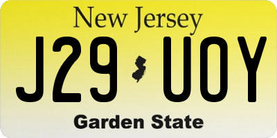 NJ license plate J29UOY