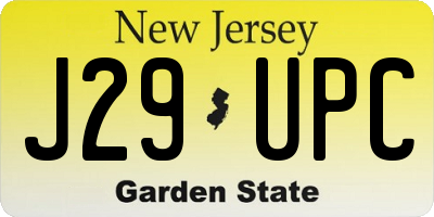 NJ license plate J29UPC