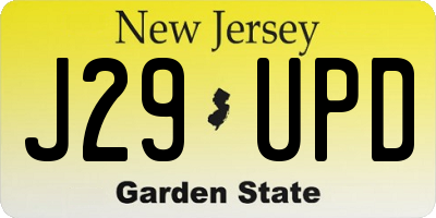 NJ license plate J29UPD