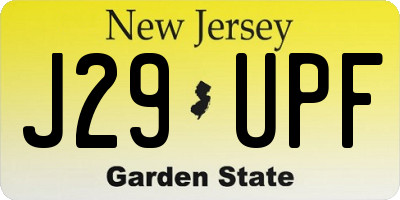 NJ license plate J29UPF
