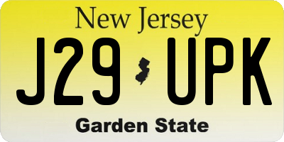NJ license plate J29UPK