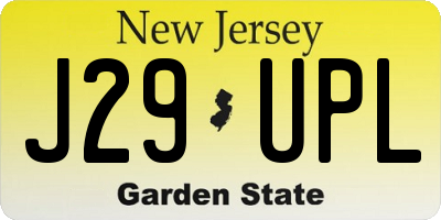 NJ license plate J29UPL