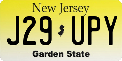NJ license plate J29UPY