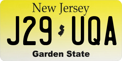 NJ license plate J29UQA