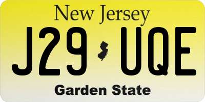 NJ license plate J29UQE