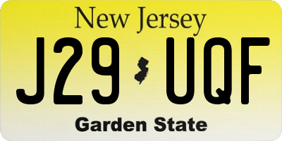 NJ license plate J29UQF
