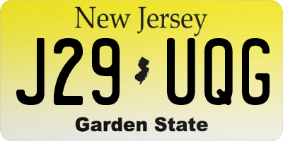 NJ license plate J29UQG