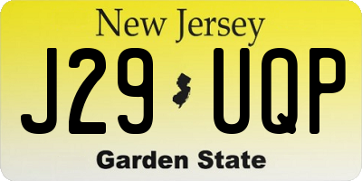 NJ license plate J29UQP
