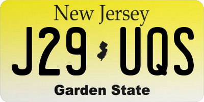 NJ license plate J29UQS