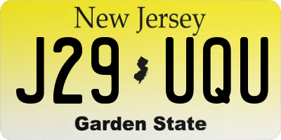 NJ license plate J29UQU