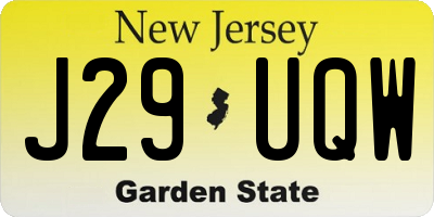 NJ license plate J29UQW