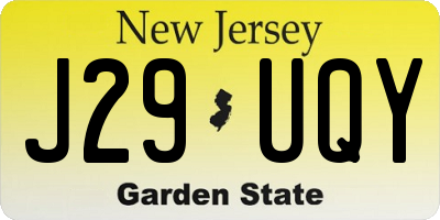 NJ license plate J29UQY