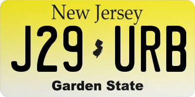 NJ license plate J29URB