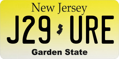 NJ license plate J29URE
