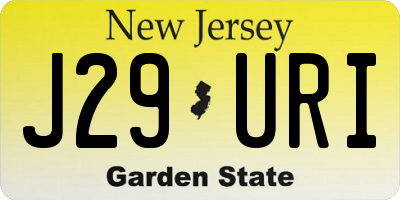 NJ license plate J29URI