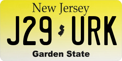 NJ license plate J29URK