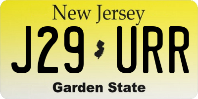 NJ license plate J29URR