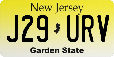 NJ license plate J29URV