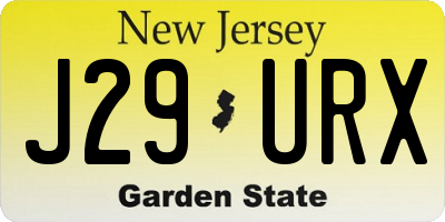 NJ license plate J29URX