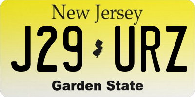 NJ license plate J29URZ