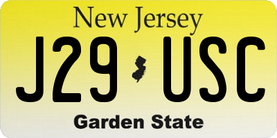 NJ license plate J29USC
