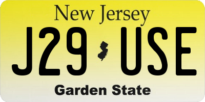 NJ license plate J29USE