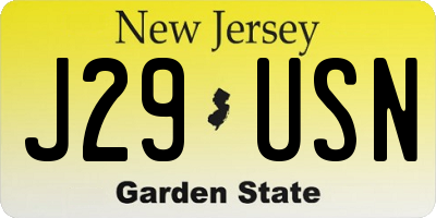 NJ license plate J29USN