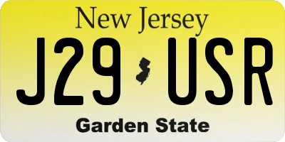 NJ license plate J29USR