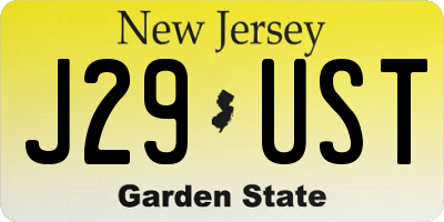 NJ license plate J29UST