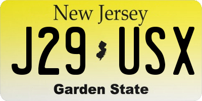 NJ license plate J29USX