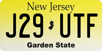 NJ license plate J29UTF