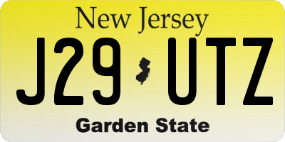 NJ license plate J29UTZ