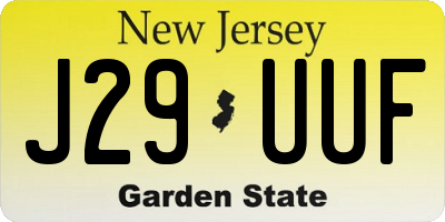 NJ license plate J29UUF