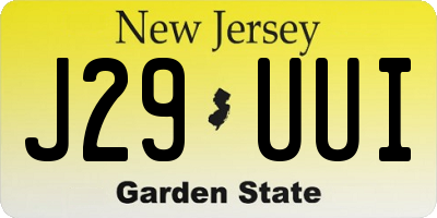 NJ license plate J29UUI
