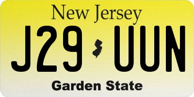 NJ license plate J29UUN