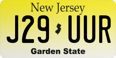 NJ license plate J29UUR