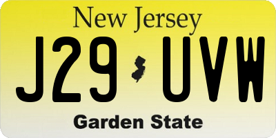 NJ license plate J29UVW