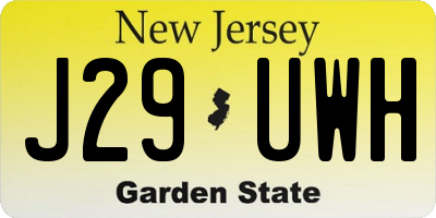 NJ license plate J29UWH