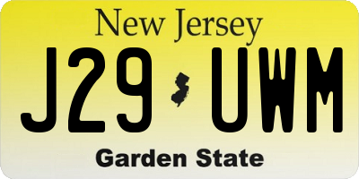 NJ license plate J29UWM