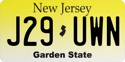 NJ license plate J29UWN