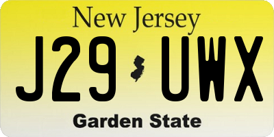 NJ license plate J29UWX