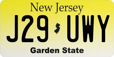 NJ license plate J29UWY