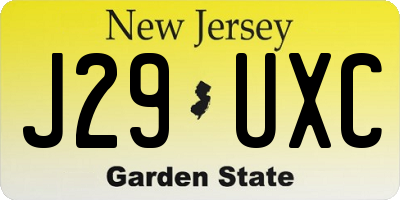 NJ license plate J29UXC