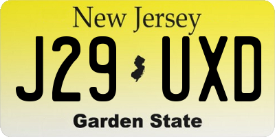 NJ license plate J29UXD