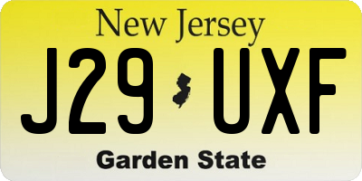 NJ license plate J29UXF