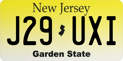NJ license plate J29UXI